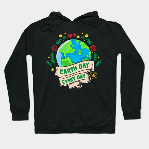 Earth Day Everyday Climate Vote Typographie Illustration Gift Hoodie by jodotodesign